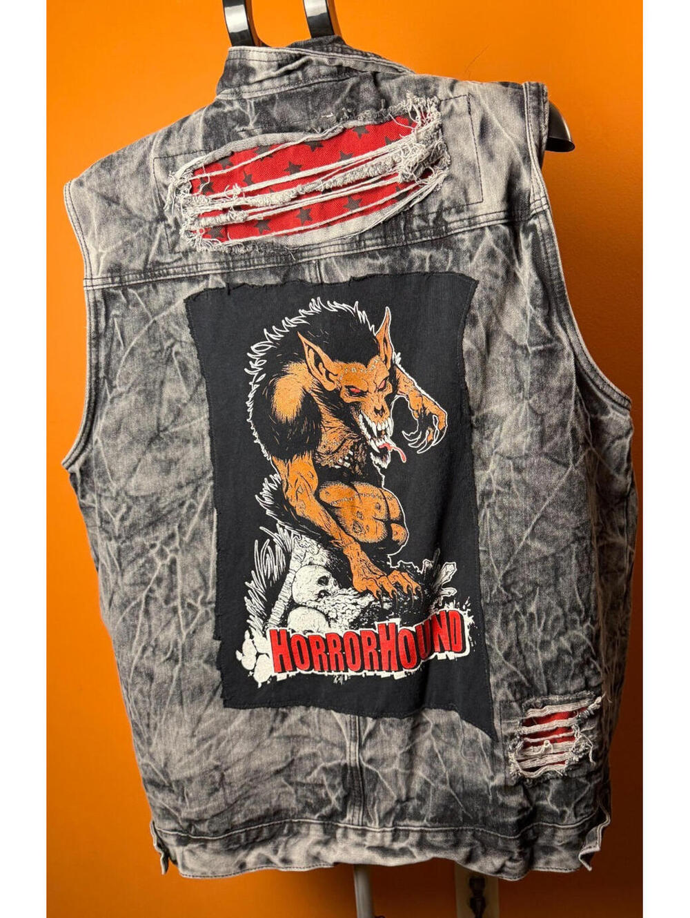 Diamond Stash 2x denim vest Horrorhound biker distressed werewolf punk XXL